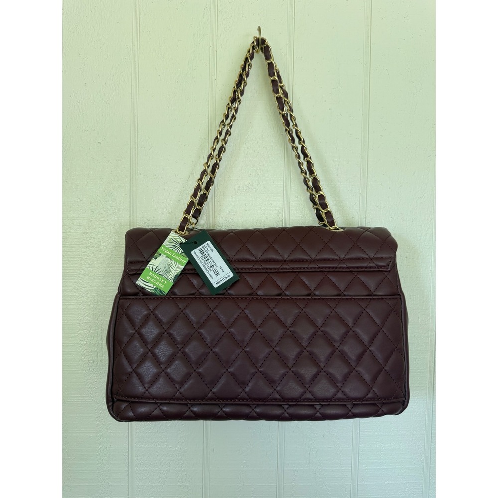 Badgley Mischka Quilted Messenger Bag Plum Vegan Leather BMH-509 New - Picture 3 of 9